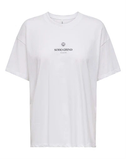 Only - OnlVivi Life Lovely T-shirt - Bright White/ Espreso